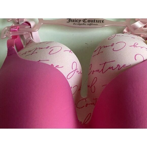 2 Pack Juicy Couture Sleek & Smooth Bra Sz 34C Lined Pink Bling Logo JC5149 NEW - Picture 5 of 8